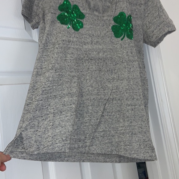 Like New VS PINK St. Patrick’s Day Shamrock Bling Shirt - Picture 7 of 9